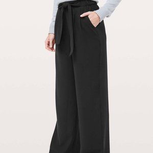 LULULEMON Black NOIR HIGH WAIST WIDE LEG TIE WAIST PANTS
